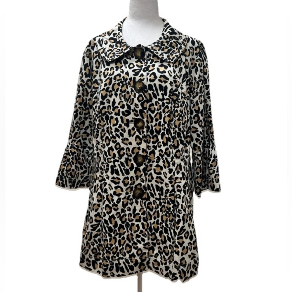 Appraisal Leopard Print 3/4 Bell Sleeve Jacket 1X